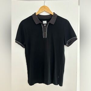 ARMANI Collezioni. Men’s polo size medium, 3 button, black with grey trim